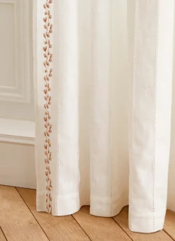 Clearance Bouchara VOILAGE TAMISANT À RAYURES ET BRODERIES FLORALES BLANC