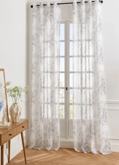 Clearance Bouchara VOILAGE TAMISANT MOTIF VÉGÉTAL BLANC